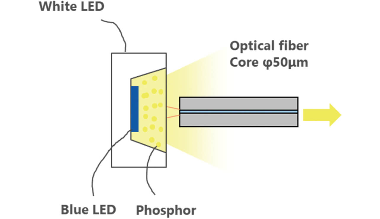 Fig. 5 White LED and connection to optical fiber