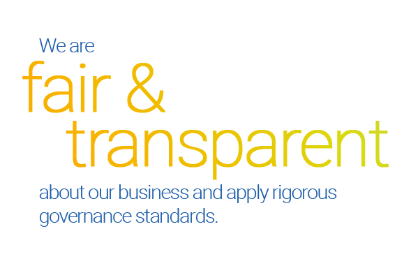 We are fail & transparent about our business and apply rigorous governance standards.