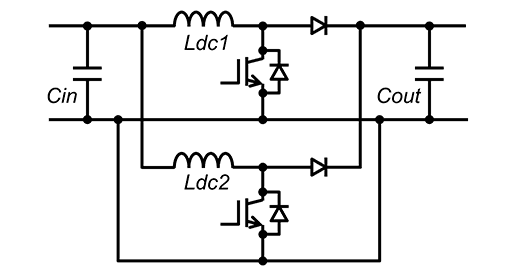 Fig. 4 Circuit configuration of the two-phase boost chopper