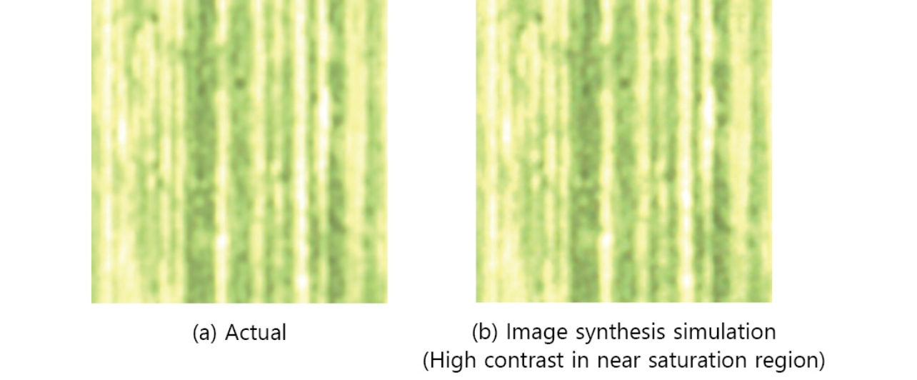 Fig. 4 Disagreement of contrast in near saturation region in image synthesis simulation