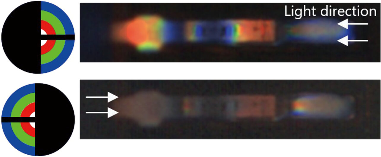 Fig. 6 Images of solder under directional lighting (color-highlight representations)