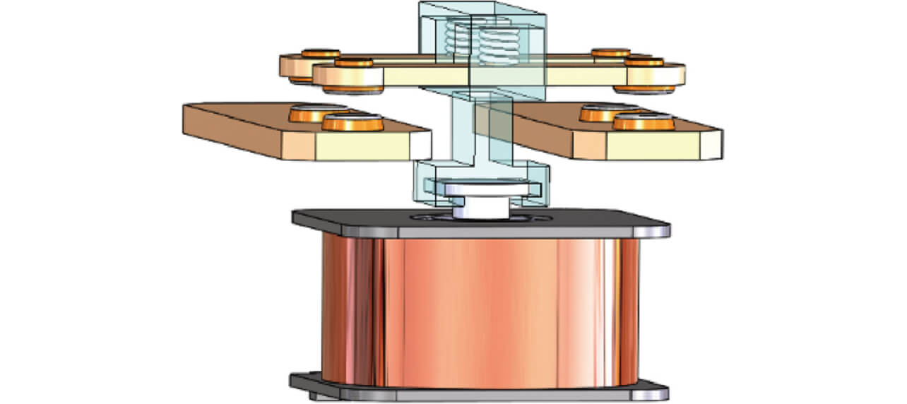 Fig. 16 Configuration of double-break/twin-contact relay under study with a plunger-type mechanism