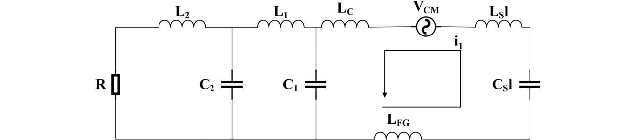 Fig. 12 Common mode equivalent circuit used for resonance analysis