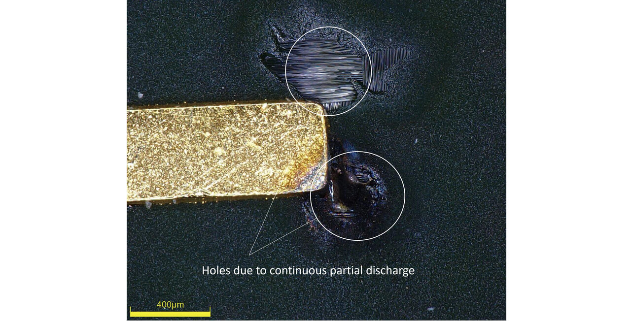 Fig. 13 Hole in FR4 part by continuous discharge at 1 MHz