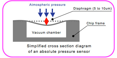 Simplified cross section diagram of an absolute pressure sensor