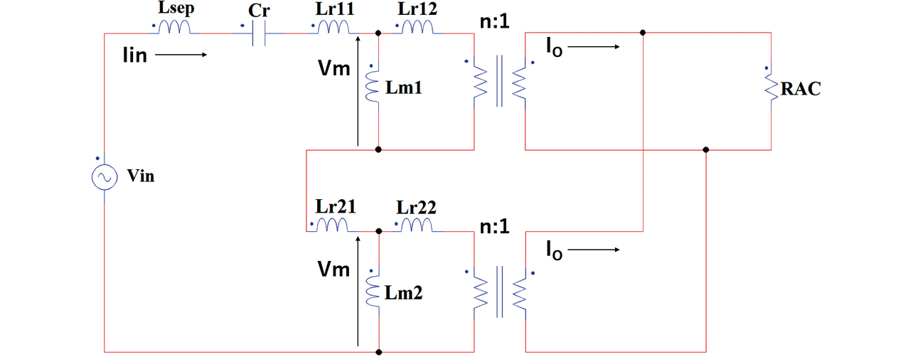 図10　FHAによるゲイン計算に用いた一次直列二次並列型LLCコンバータの等価回路
