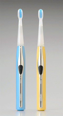オムロン音波式電動歯ブラシ『シュシュ マイクロビブラート』（左）HT-B401-A/（右）HT-B401-Y 