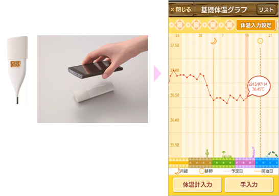 婦人用電子体温計での転送イメージ