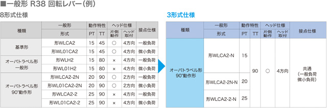 一般形 R38 回転レバー（例）