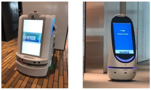 実証運用を開始するロボット清掃サービス（左）とロボット案内サービス（右）のイメージ