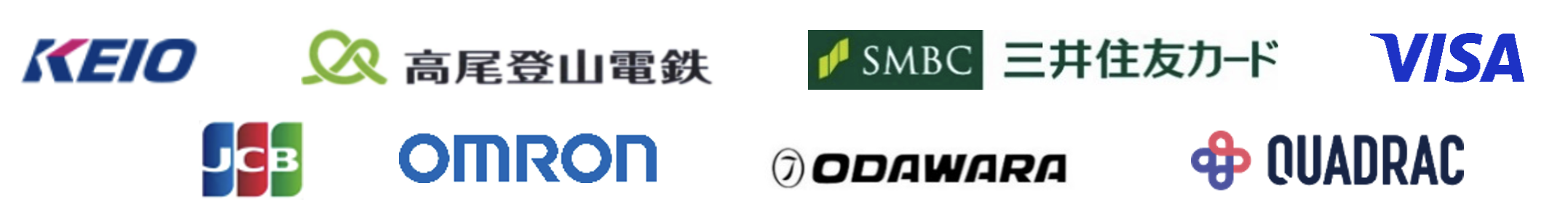 京王電鉄株式会社、高尾登山電鉄株式会社、三井住友カード株式会社、ビザ・ワールドワイド・ジャパン株式会社、株式会社ジェーシービー、オムロン ソーシアルソリューションズ株式会社、株式会社小田原機器、QUADRAC株式会社